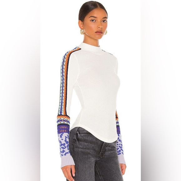 FREE PEOPLE Switch It Up Cuff Thermal Top in Ivory - Picture 3 of 6